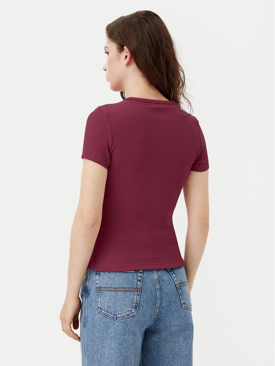 Tommy Jeans Tommy Jeans T-krekls Badge DW0DW17881 Bordo Slim Fit