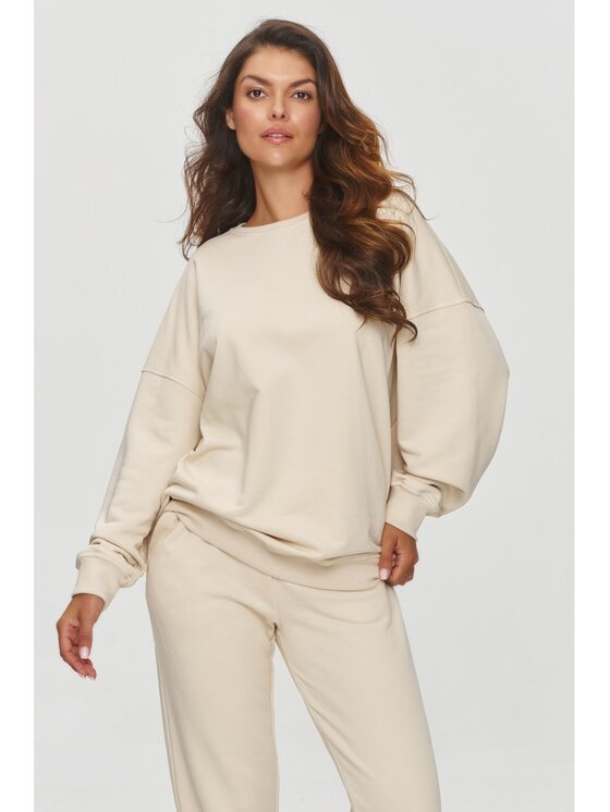 Makadamia Makadamia Bluza M859 Écru Loose Fit
