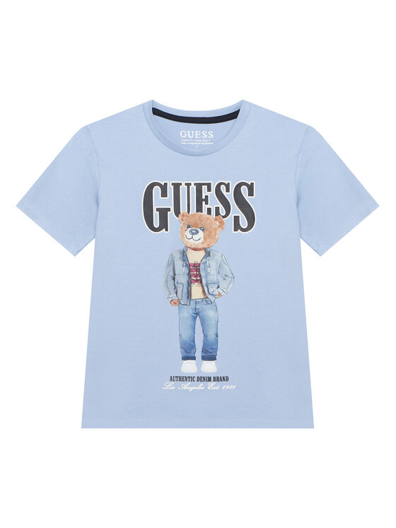 Guess Guess Marškinėliai L6RI11 K8HM4 Žydra Regular Fit