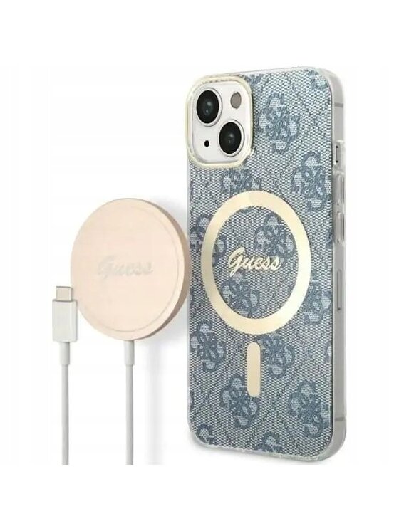 Guess Guess Etui na telefon 4G Metal Gold Logo Niebieski