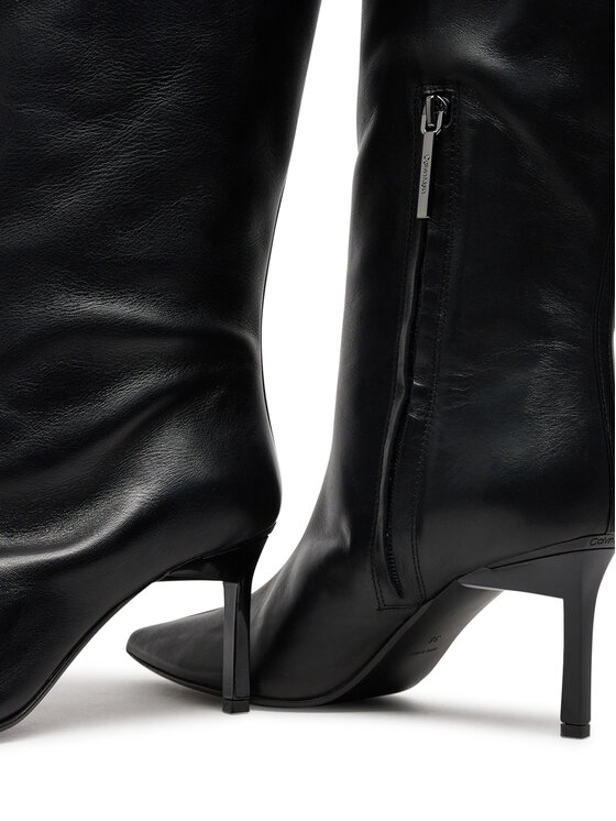 Calvin Klein Calvin Klein Ratsasaapad Heel Knee Boot 70 Lth HW0HW02162 Must