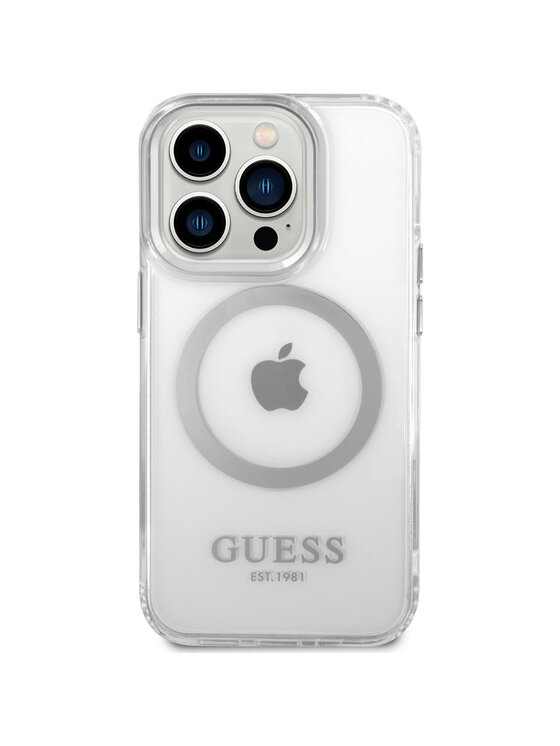 Guess Guess Etui na telefon Outline MagSafe Srebrny