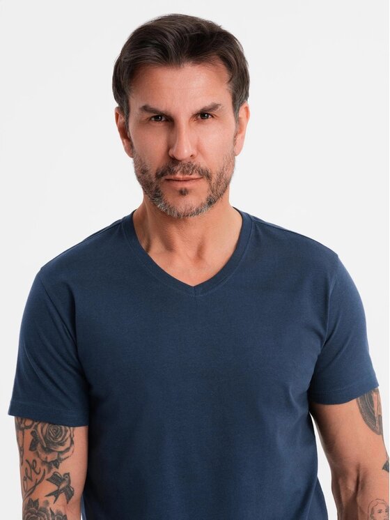 Ombre Ombre T-Shirt OM-TSBS-0237 Granatowy Regular Fit