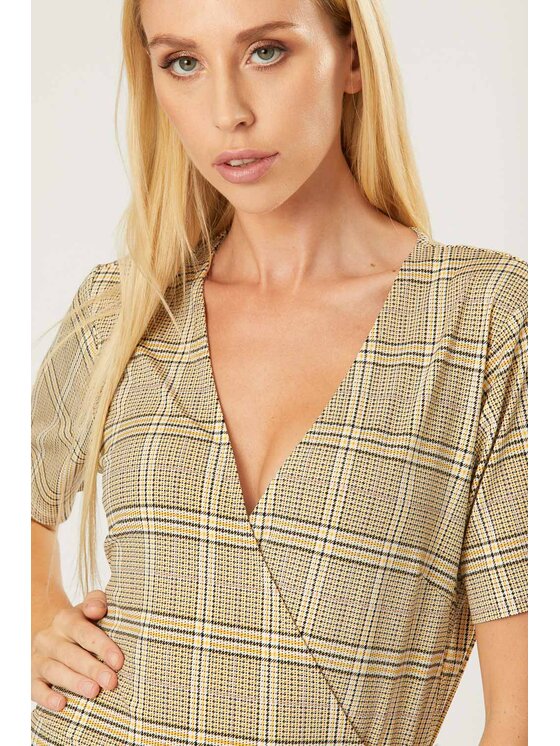 QUIOSQUE QUIOSQUE Každodenné šaty COOL CHECK DRESS Béžová Regular Fit