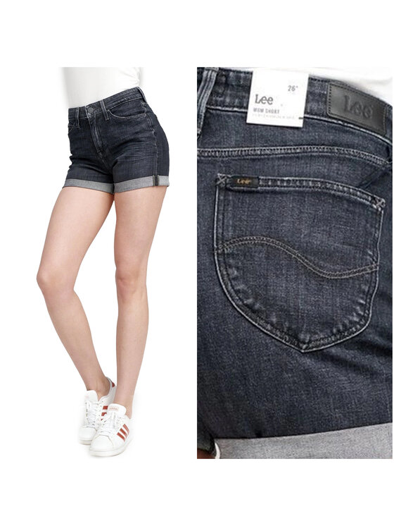 Lee Lee Pantaloncini di jeans MOM SHORT Nero Regular Fit