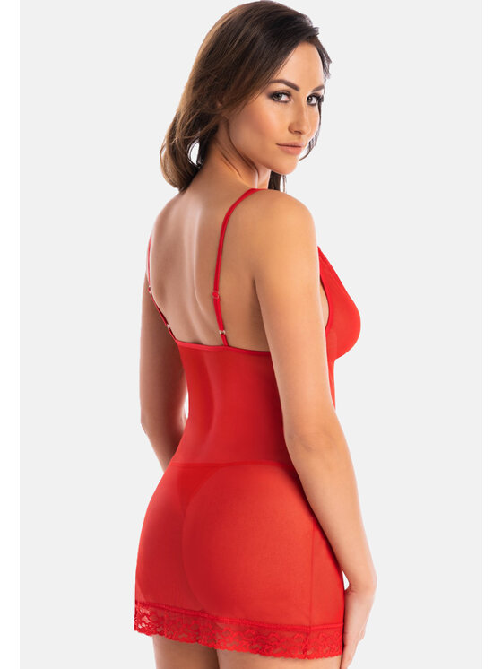 Teyli Teyli Koszula nocna siateczkowa Herty Czerwony Slim Fit