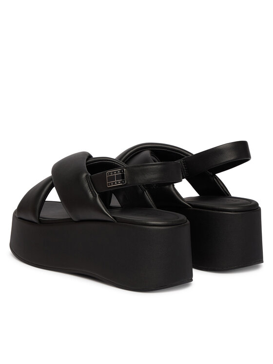 Tommy Jeans Tommy Jeans Basutės Padded Strap Wedge Sandals EN0EN02946 Juoda