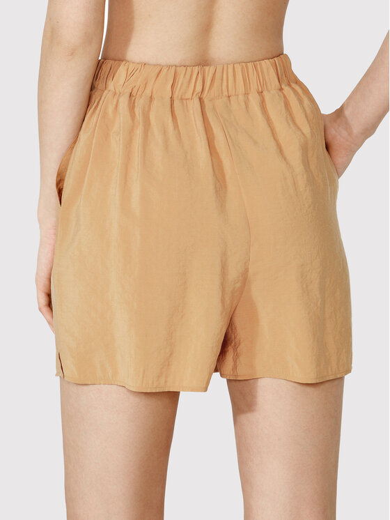 Simple Simple Kratke hlače iz tkanine SKD005 Rjava Regular Fit