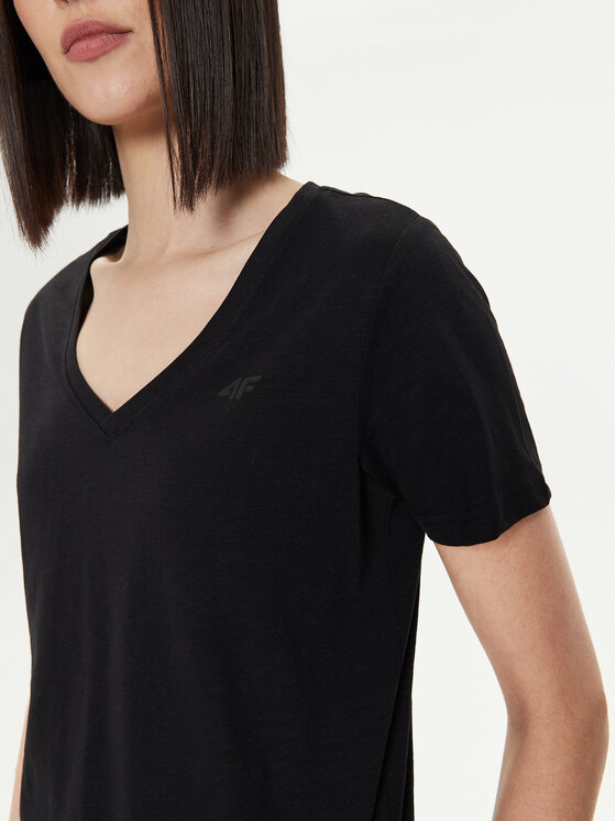 4F 4F Marškinėliai 4FWSS24TTSHF1163 Juoda Slim Fit