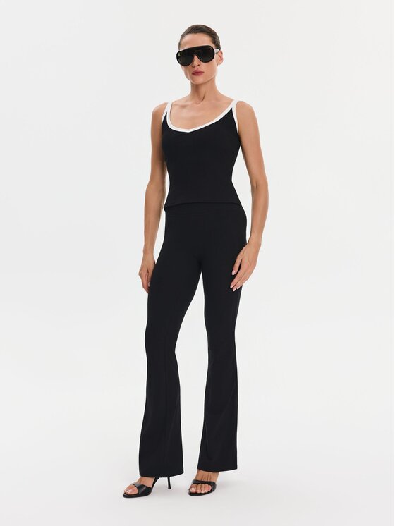 Nudyess Nudyess Top Klio z prążka Czarny Slim Fit