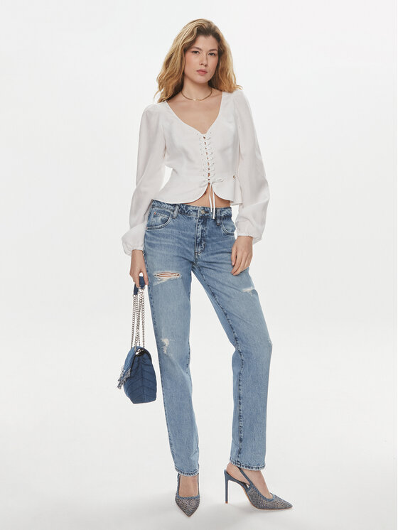 Guess Guess Majica Federica W4GH88 WG7B0 Bijela Regular Fit