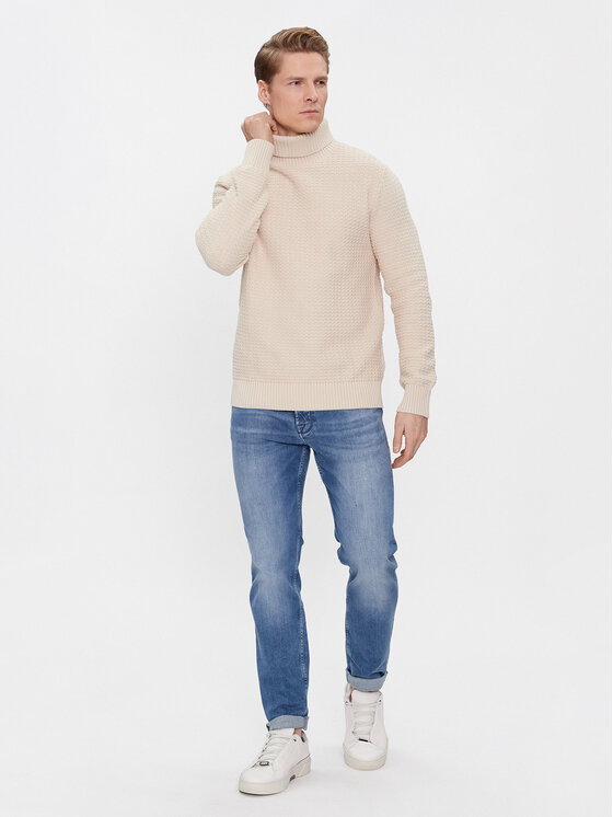 Col roulé beige homme sale