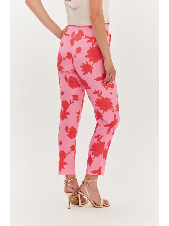 NAOKO NAOKO Kalhoty z materiálu More Amore Růžová Regular Fit