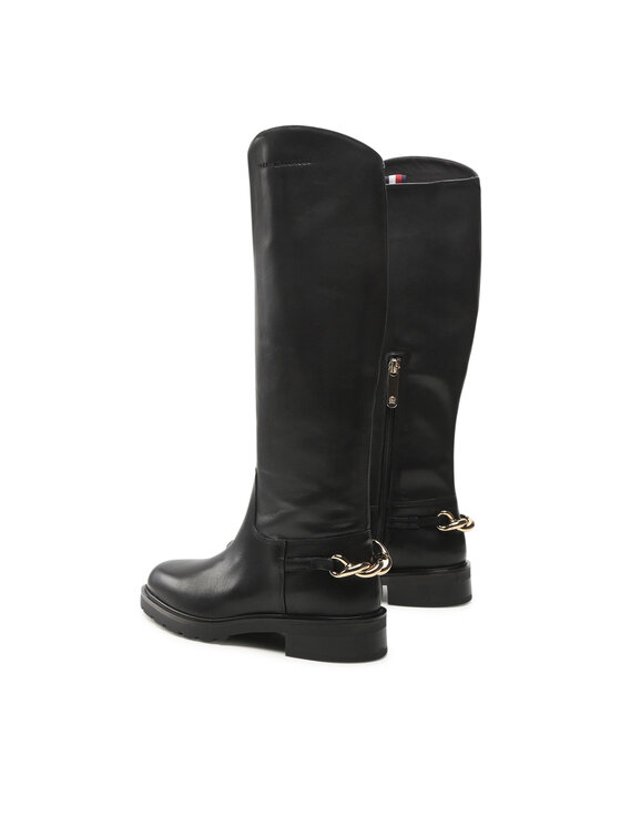 Tommy Hilfiger Tommy Hilfiger Μπότες Ιππασίας Twist Flat Longboot FW0FW07057 Μαύρο