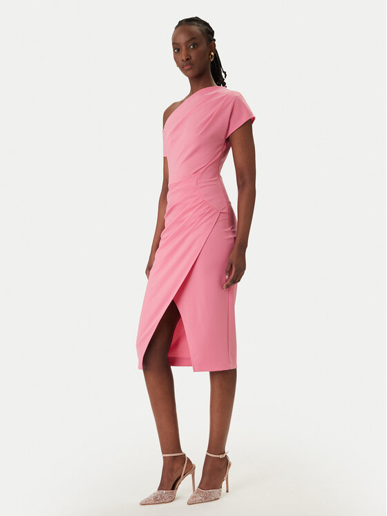 Rinascimento Rinascimento Cocktail obleka CFC0127793003 Roza Slim Fit