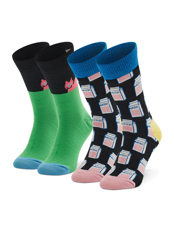 Set de 2 perechi de șosete lungi pentru copii Happy Socks KCAT02-9300 Colorat