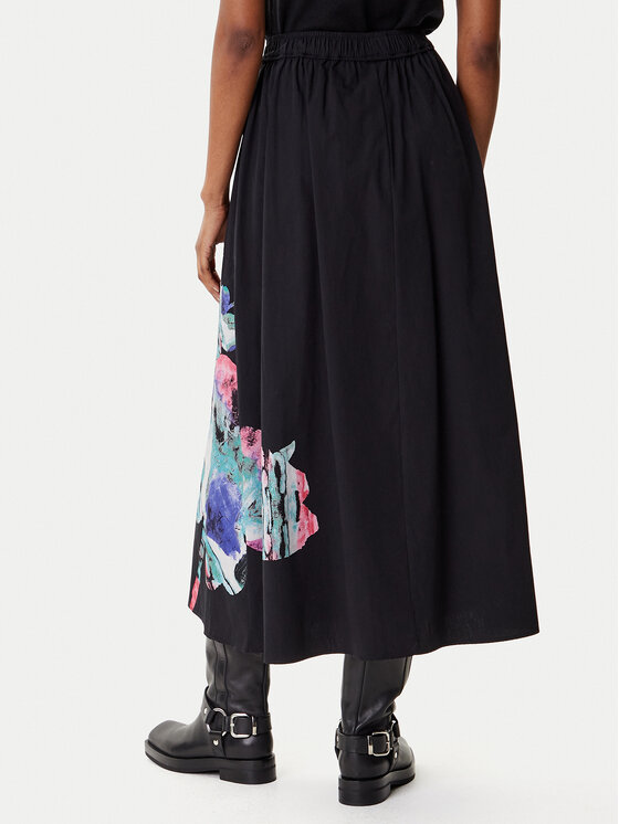 Desigual Desigual Trapezförmiger Rock Ella Lacroix 25WWFW05 Schwarz Regular Fit
