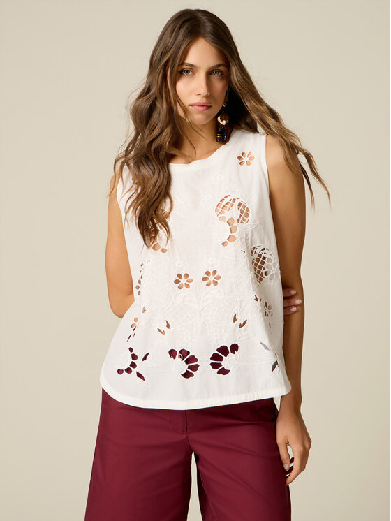 Oltre Oltre Top G063J004518N011 Biały Regular Fit