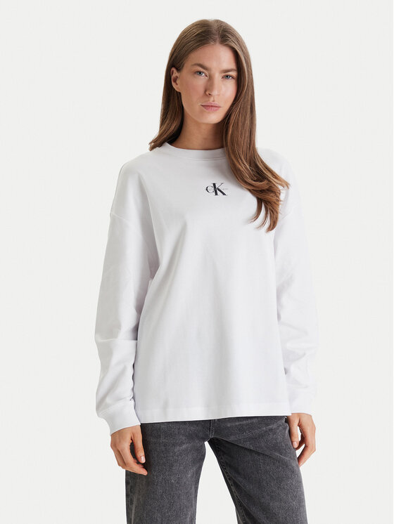 Calvin Klein Jeans Bluză Monologo LV047E211G Alb Oversize