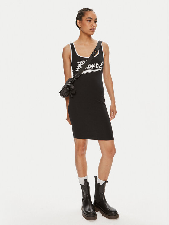 Karl Kani Karl Kani Sommerkleid Varsity 6160828 Schwarz Slim Fit