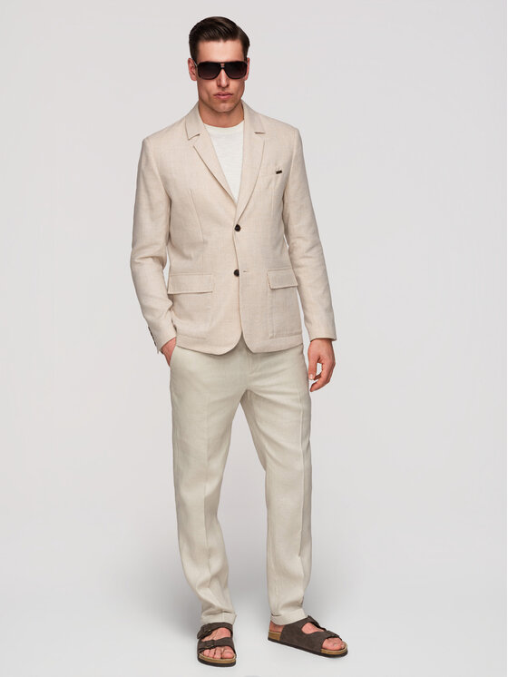 Ombre Ombre Marynarka M169 Beżowy Regular Fit