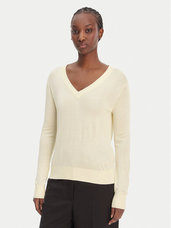Calvin Klein Calvin Klein Svetr LV044F324G Écru Regular Fit