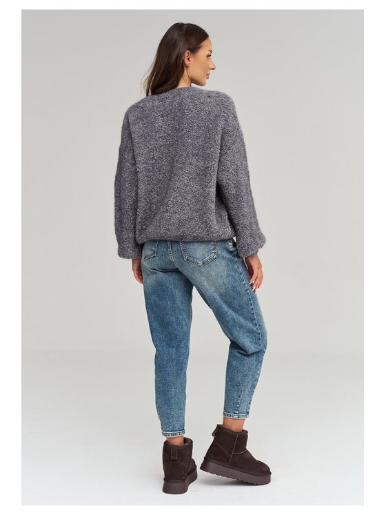 Makadamia Makadamia Sweter C92 Szary Loose Fit