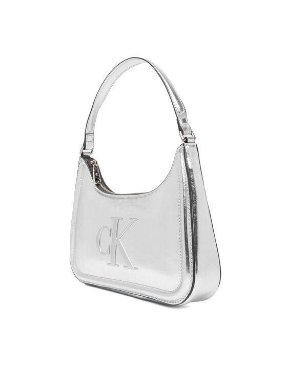 Calvin Klein Calvin Klein Ročna torba Bold Ck Metallic Shoulder Bag LV04F3332G Srebrna