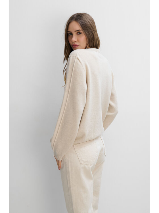Fobya Fobya Sweter F2100 Beżowy Basic Fit