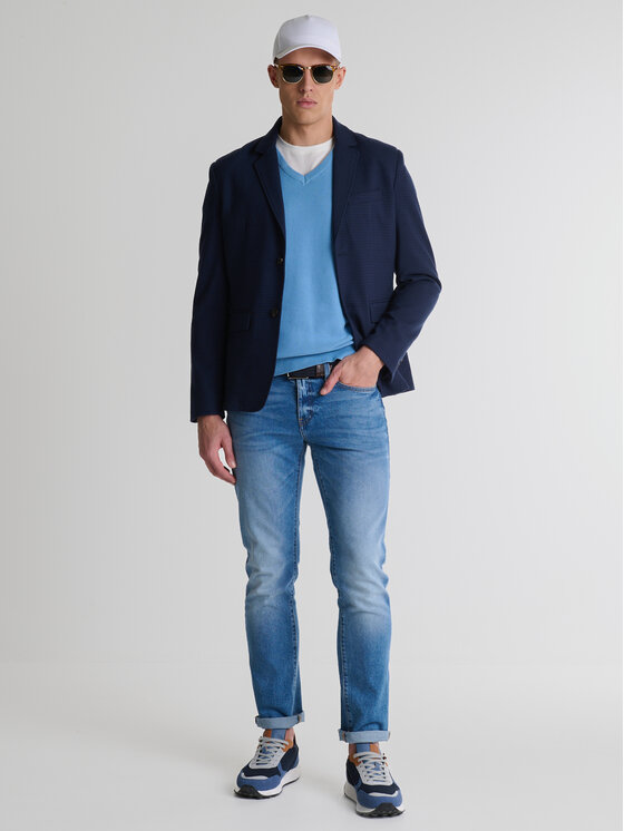 BIG STAR BIG STAR Sweter VASONITEX Niebieski Basic Fit