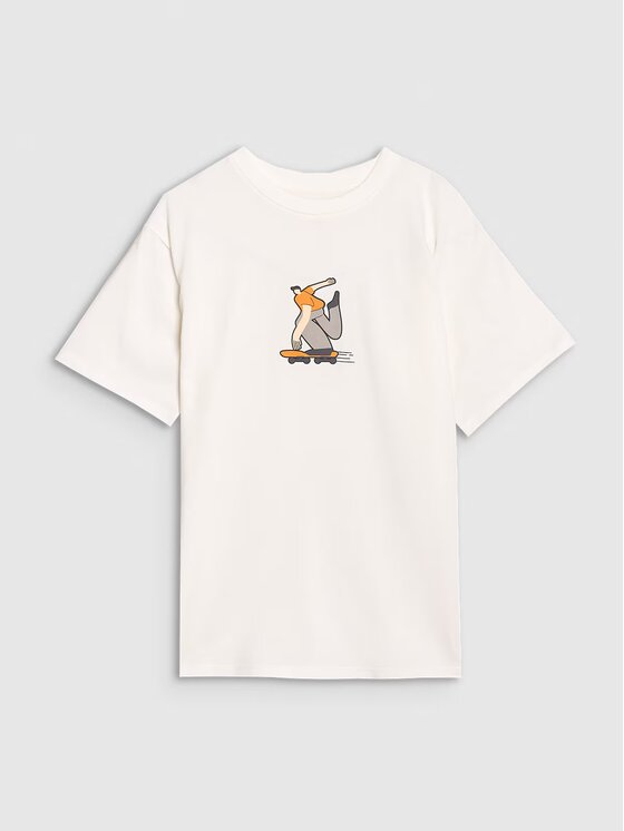 4F 4F T-Shirt 4FJRSS25TTSHM2641-11S Biały Oversize