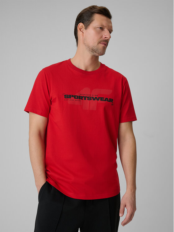 4F 4F T-Shirt SPORTS CLUB Czerwony Regular Fit