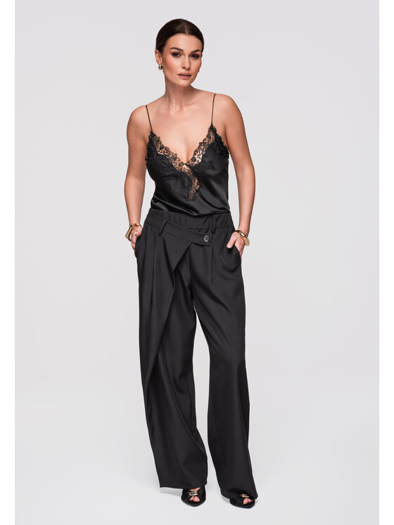 Ombre Ombre Spodnie materiałowe OW-PA-E0003 Czarny Loose Fit