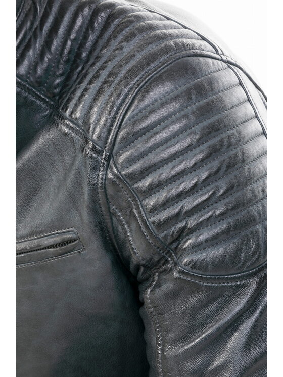 David Ryan David Ryan Kurtka skórzana RON Niebieski Slim Fit