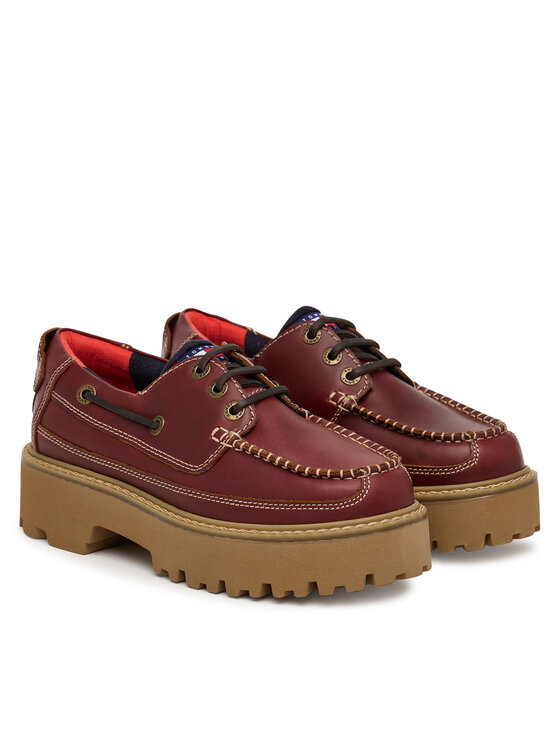 Tommy Jeans Tommy Jeans Félcipő Archive '01 Boat Shoe Leather EN0EN03003 Bordó