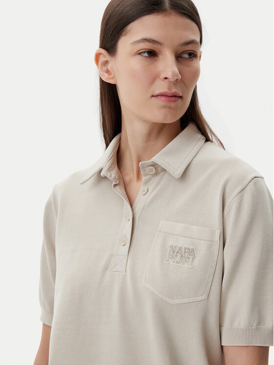 Napapijri Napapijri Тениска с яка и копчета NP0A4IFJ Бежов Regular Fit