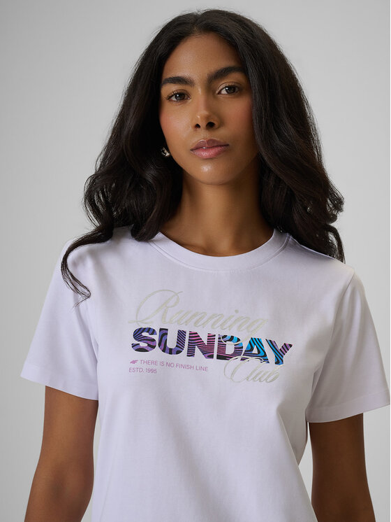 4F 4F T-Shirt AFTERLIGHT Biały Regular Fit