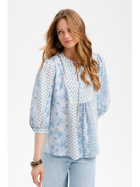 blue shadow blue shadow Bluzka Fani Niebieski Regular Fit