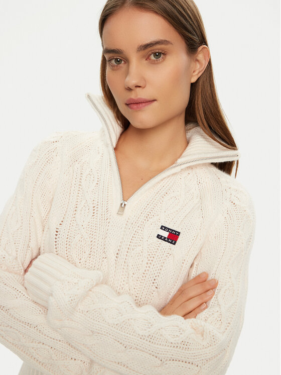 Tommy Jeans Tommy Jeans Sveter DW0DW20269 Écru Regular Fit