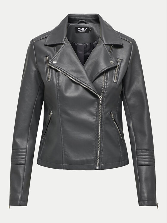 ONLY ONLY Куртка зі штучної шкіри Gemma 15153079 Сірий Regular Fit