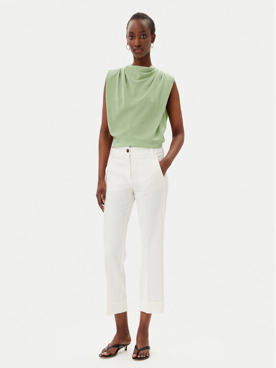 Marella Marella Bavlnené nohavice Duello 2515131191 Écru Regular Fit