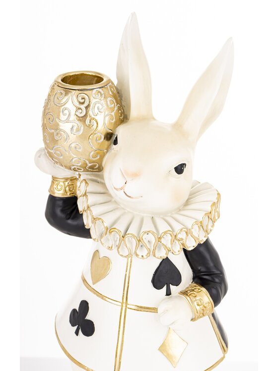 MIAhome MIAhome Figurka króliczka LUISA ze złotym wazonem Biały