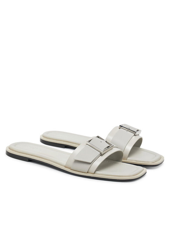 Calvin Klein Calvin Klein Klapki Flat Slide W/Buckle - Lth HW0HW02490 Szary