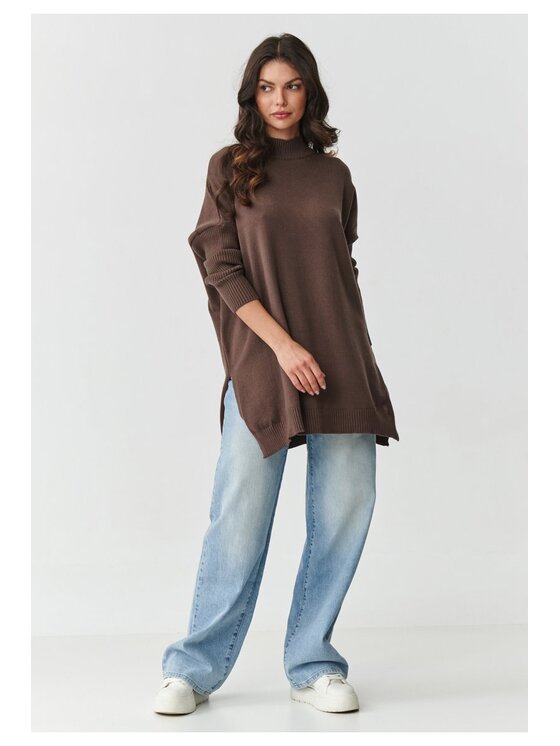Makadamia Makadamia Sweter S164 Brązowy Oversize