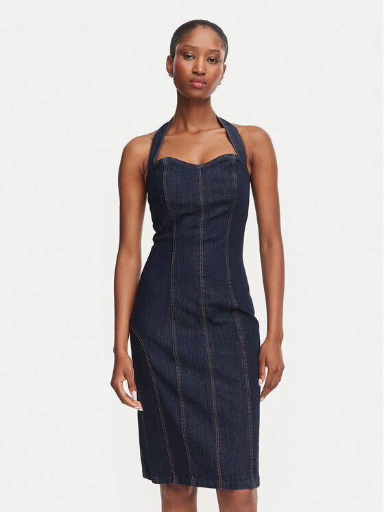 Guess Guess Дънкова рокля W6YK07 D1346 Тъмносин Slim Fit