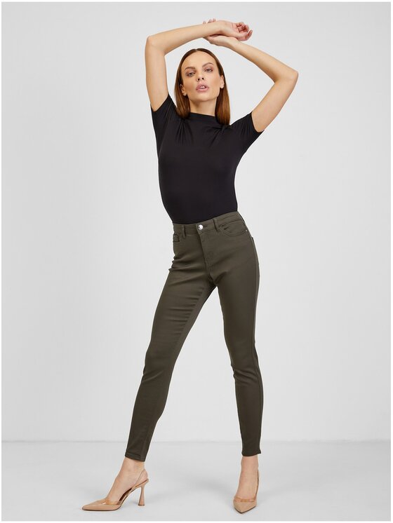 Orsay Orsay Spodnie damskie 319256-883000__36 Khaki Skinny Fit