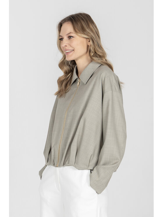 Deni Cler Milano Deni Cler Milano Kurtka skórzana T-DC-9007-F2-90-81-1 Szary Regular Fit