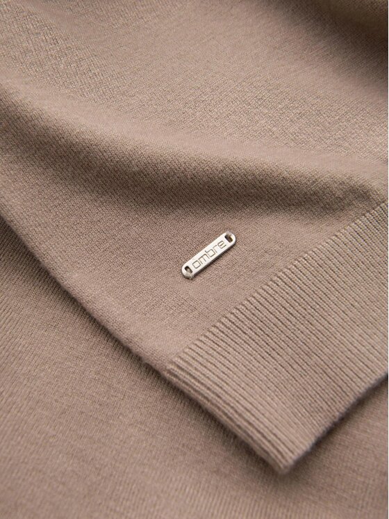 Ombre Ombre Sweter OM-SWTN-0125 Beżowy Regular Fit