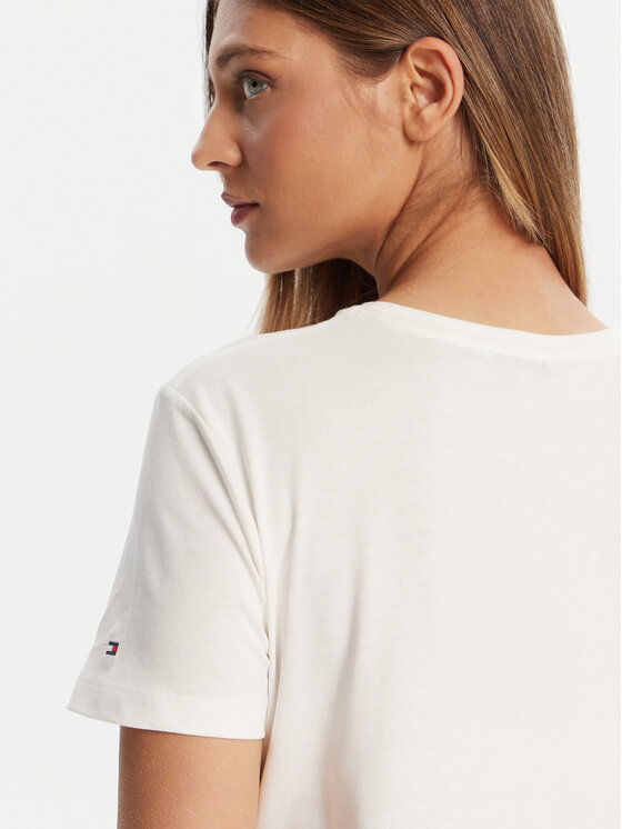 Tommy Hilfiger Tommy Hilfiger T-shirt Gold Crest WW0WW46153 Bijela Regular Fit