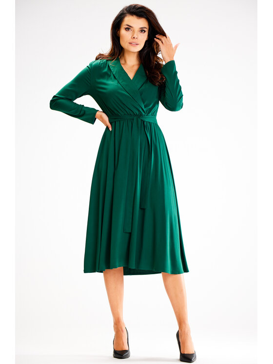 Awama Awama Letní šaty A604 Zelená Basic Fit